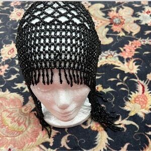 Elegant Black Beaded Headpiece